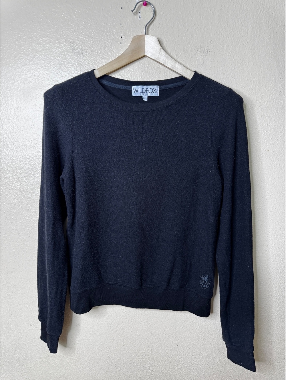 Wildfox Black Crewneck Sweatshirt Women’s Small Long Sleeve Pullover Soft USA